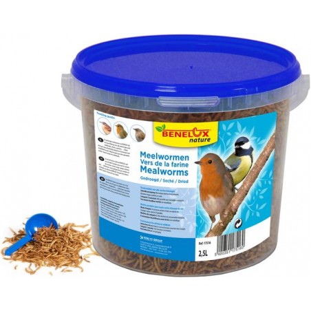 Vers de Farine Séchés 2,5L à 9,95 € - Kinlys - 17516 - Oiseaux de la nature