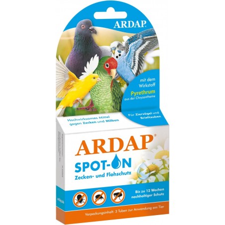 Ardap Spot-On protège contre les poux chez les oiseaux 2x4ml - Quiko à 15,35 € - Quiko - 77390 - Anti-Poux