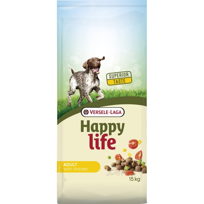 Happy Life Adult Chicken 15kg - Aliment varié à base de poulet - chiens adultes vitaux