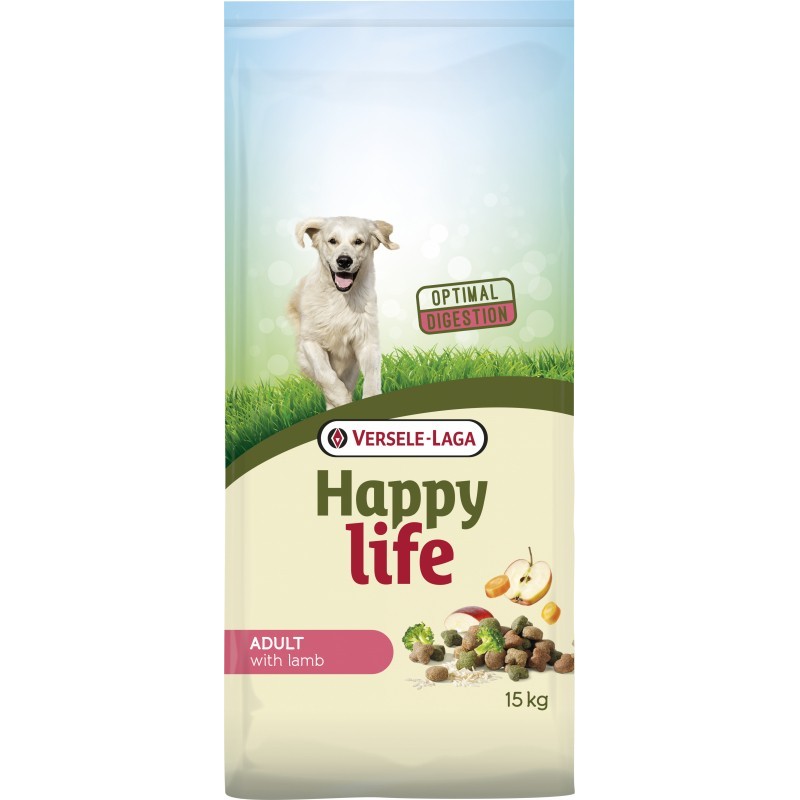 Happy Life Adult Lamb 15kg - Aliment varié à base d'agneau - chiens adultes vitaux