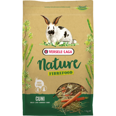 Nature Fibrefood Cuni 1kg - Mélange varié et riche en fibres pour lapins (nains) sensibles