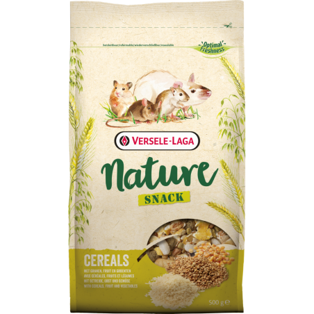Nature Snack Cereals 500gr - Friandise aux céréales riche et varié à 3,70 € - Versele-Laga - 461438 - Nature