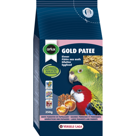 Gold Patee Grandes Perruches & Perroquets 250gr - Pâtée aux oeufs grandes perruches, perroquets, cacatoès, aras