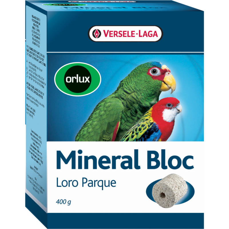 Orlux Mineral Bloc Loro Parque 400gr - Brique à picorer avec du grit - grandes perruches & perroquets