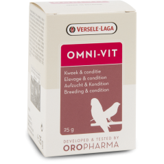 Oropharma Omni-Vit 25gr - Mélange de vitamines pour l'élevage et la condition - oiseaux à 6,00 € - Versele-Laga - 460203 - Or...