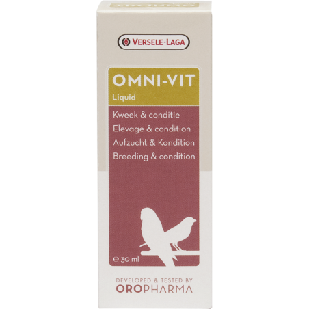 Oropharma Omni-Vit Liquid 30ml - Mélange de vitamines pour l'élevage et la condition - oiseaux à 8,40 € - Versele-Laga - 4602...