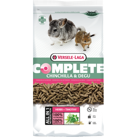 Complete Chinchilla et Degu 8kg - Croquettes riches en fibres pour chinchillas et dègues