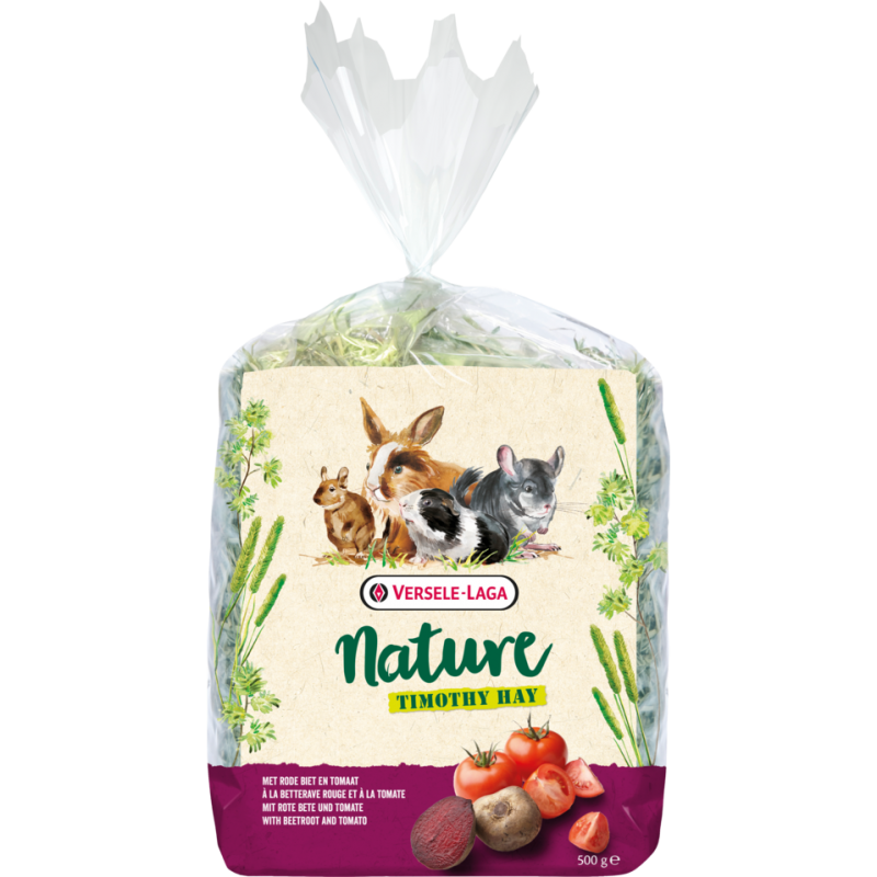 Nature Timothy Hay Beetroot et Tomato 500gr - Du foin timothy enrichi de bettrave rouge et tomates