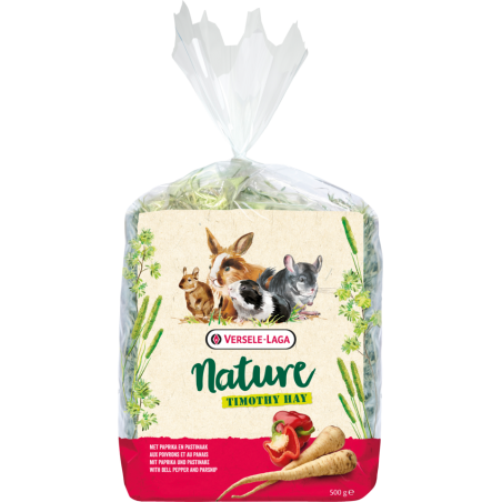 Nature Timothy Hay Bell Pepper et Parsnip 500gr - Du foin timothy enrichi de poivrons et de panais