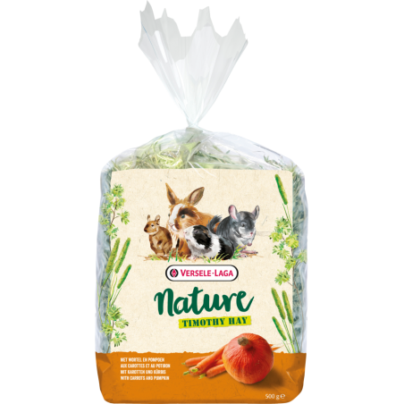 Nature Thimothy Hay Carrot et Pumpkin 500gr - Du foin thimothy enrichi de carottes et de potiron à 5,15 € - Versele-Laga - 42...