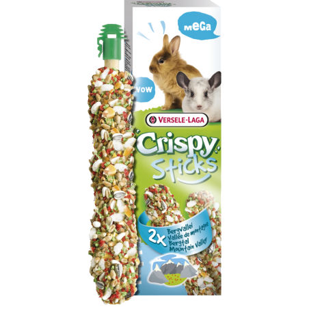 Crispy Mega Sticks Lapins-Chinchillas Vallée de Montagne 2 pcs 140gr - Sticks à ronger cuits au four - XL