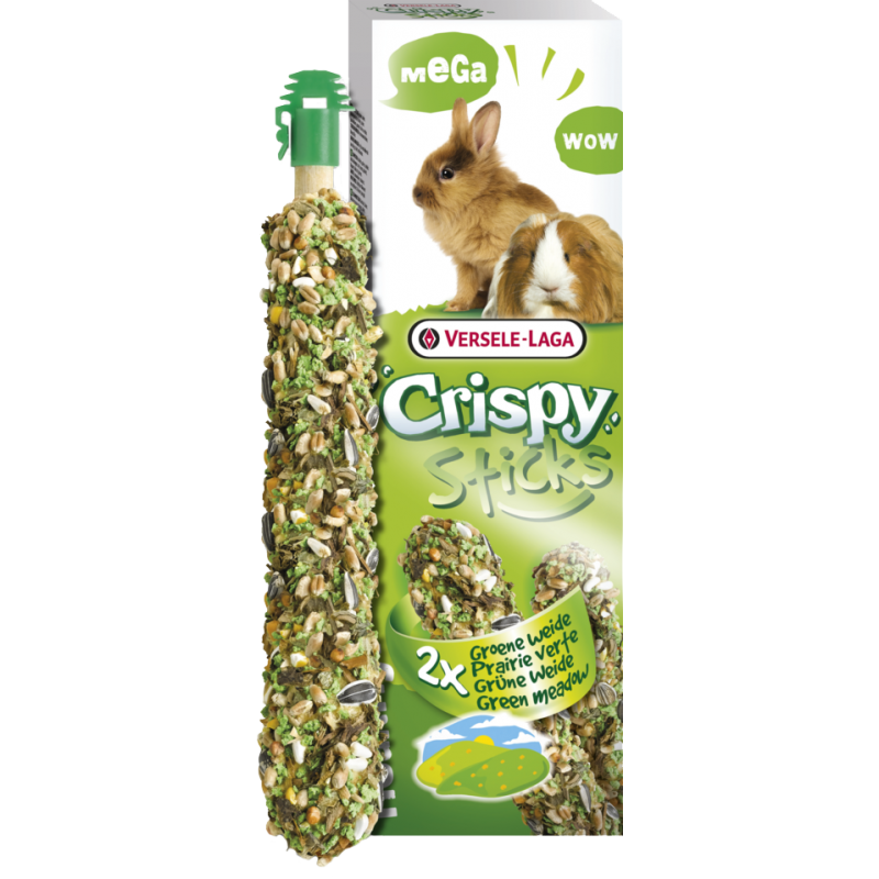 Crispy Mega Sticks Lapins-Cobayes Prairie Verte 2 pcs 140gr - Sticks à ronger cuits au four - XL