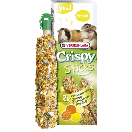 Crispy Sticks Cobayes-Chinchillas Agrumes 2 pcs 110gr - Sticks à ronger cuits au four à 2,95 € - Versele-Laga - 462066 - Crispy