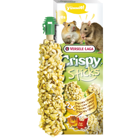 Crispy Sticks Hamsters-Rats Popcorn & Miel 2 pcs 100gr - Sticks à ronger cuits au four à 2,95 € - Versele-Laga - 462067 - Crispy