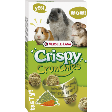 Crispy Crunchies Foin + carottes 75gr - Biscuits légers pour lapins et rongeurs à 2,80 € - Versele-Laga - 462091 - Crispy