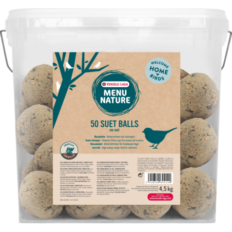 Menu Nature 50 suet balls NO net 4,5kg - Boule mésanges - aliment d'hiver gras (sans filet, sans plastique, dans seau) 464414...