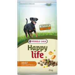 Happy Life Adult Beef 3kg - Aliment varié à base de boeuf - chiens adultes vitaux à 9,40 € - Versele-Laga - 431103 - Happy life