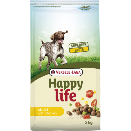 Happy Life Adult Chicken 3kg - Aliment varié à base de poulet - chiens adultes vitaux à 9,40 € - Versele-Laga - 431118 - Happ...