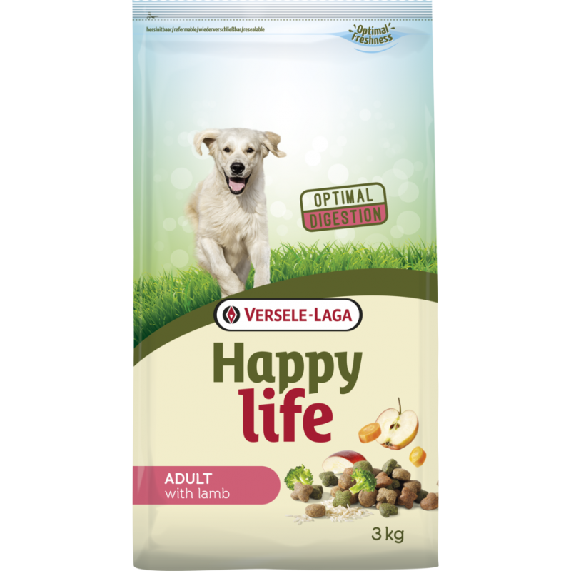 Happy Life Adult Lamb 3kg - Aliment varié à base d'agneau - chiens adultes vitaux