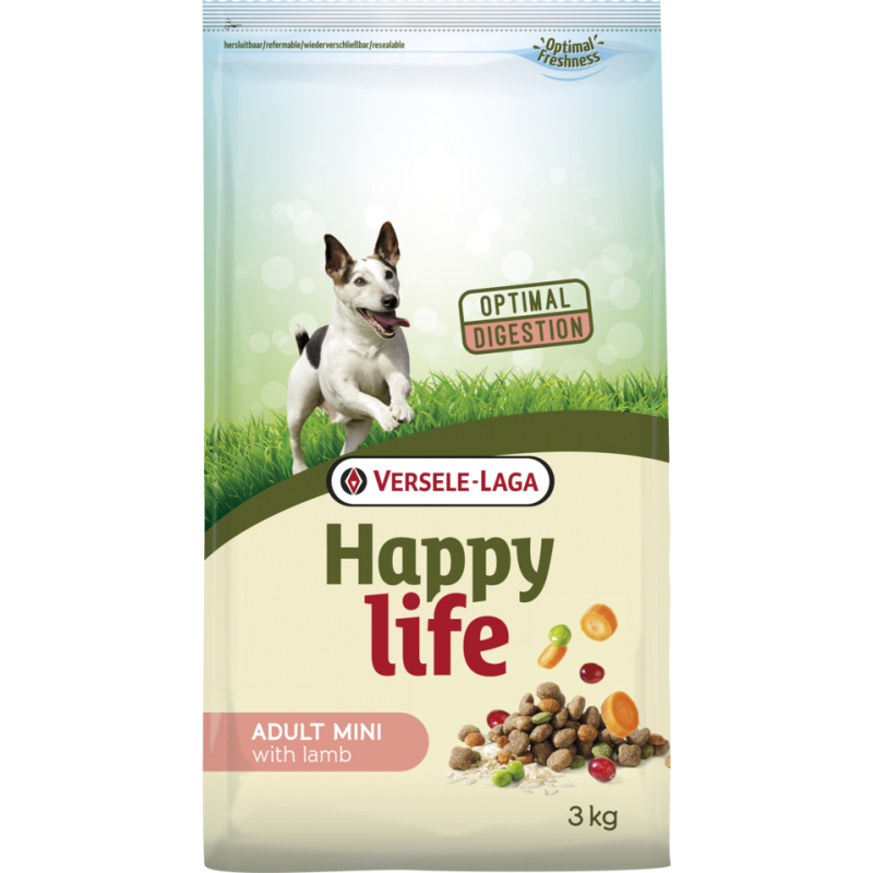 Happy Life Adult Mini Lamb 3kg - Aliment varié à base d'agneau - petits chiens vitaux