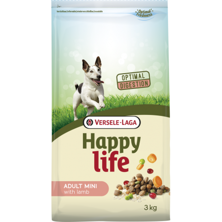 Happy Life Adult Mini Lamb 3kg - Aliment varié à base d'agneau - petits chiens vitaux à 9,40 € - Versele-Laga - 431041 - Happ...