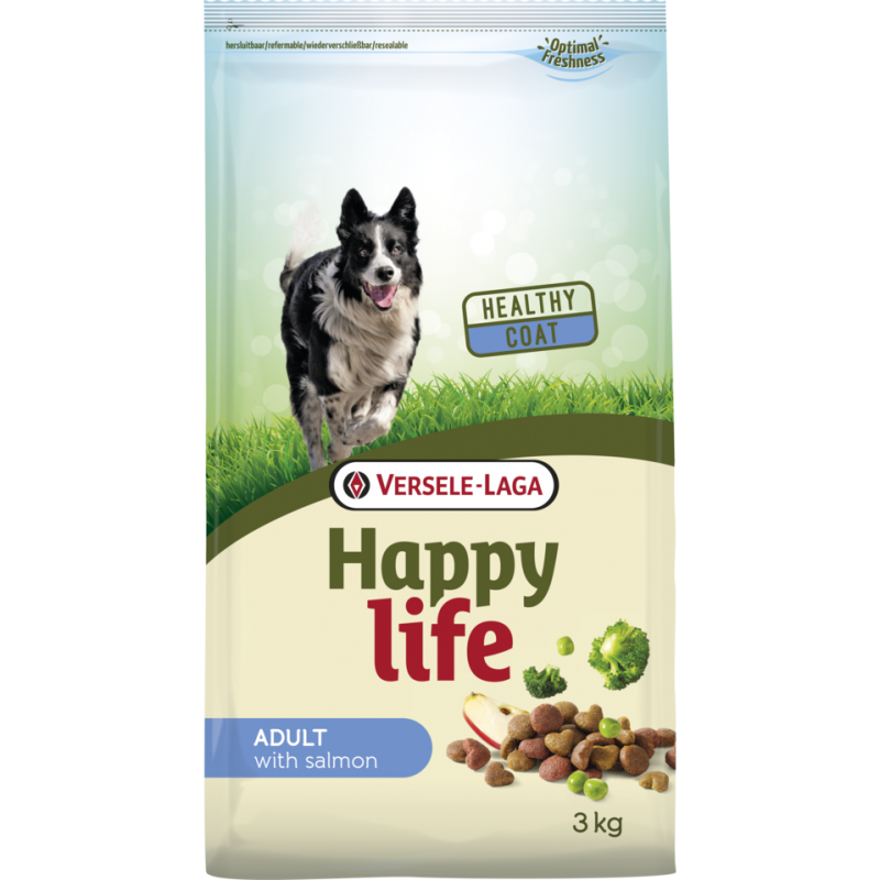 Happy Life Adult au Saumon 3kg - Aliment varié à base de saumon - pour les chiens adultes actifs