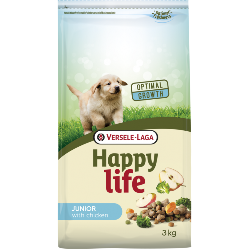 Happy Life Junior Chicken 3kg - Aliment varié à base de poulet - chiots vitaux en croissance