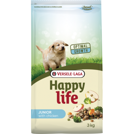 Happy Life Junior Chicken 3kg - Aliment varié à base de poulet - chiots vitaux en croissance à 11,15 € - Versele-Laga - 43103...