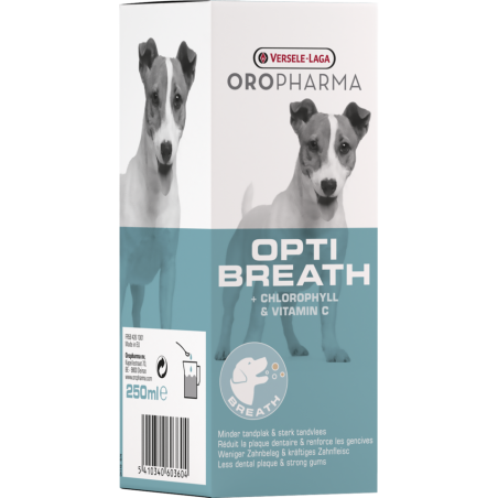 Oropharma Opti Breath 250ml - Lotion contre la mauvaise haleine - chiens à 9,95 € - Versele-Laga - 460360 - Oropharma