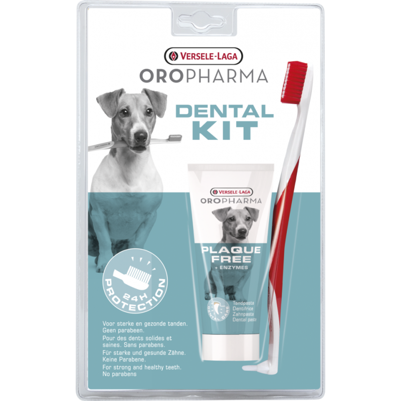 Oropharma Plaque Free Dental Kit 100gr - Dentifrice & brosse à dents contre la plaque dentaire - chiens