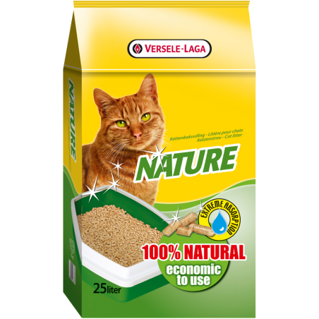 Versele-Laga Nature 25L/15kg - Litière pour chats naturelle aux granulés de copeaux de bois à 18,65 € - Versele-Laga - 423075...