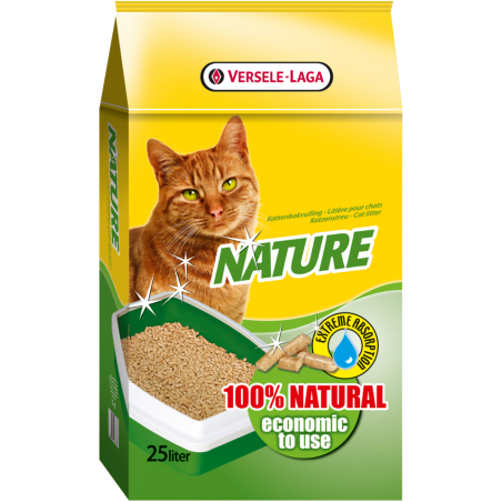 Versele-Laga Nature 25L/15kg - Litière pour chats naturelle aux granulés de copeaux de bois