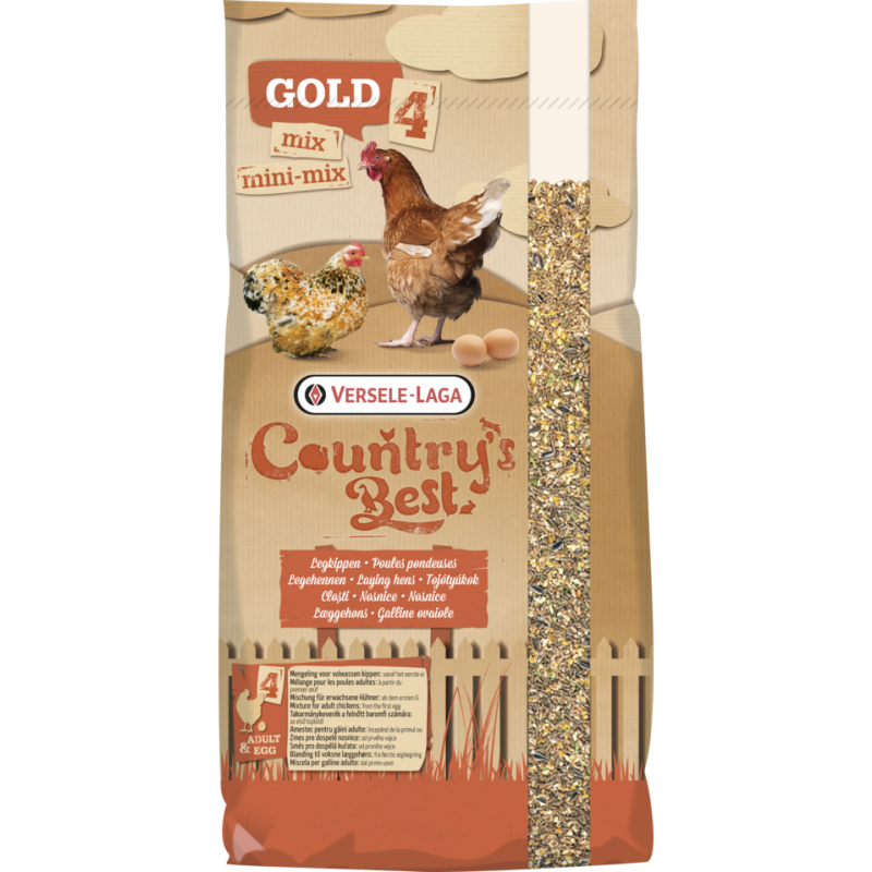 Country's Best GOLD 4 MINI Mix 20kg - Mélange de céréales avec granulé de ponte 2 mm, poules naines