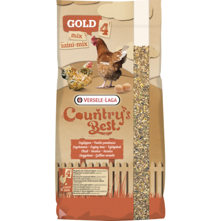 Country's Best GOLD 4 MINI Mix 20kg - Mélange de céréales avec granulé de ponte 2 mm, poules naines
