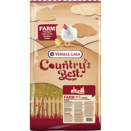 Country's Best FARM 1 & 2 Mash 5kg - Farine poulets de chair jusqu'à 5 jrs avant abatt., avec coccid. à 6,95 € - Versele-Laga...