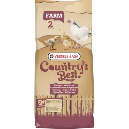 Country's Best FARM 2 Pellet 20kg - Granulé de croissance chair blanche dès 11 ème jour, avec coccid. 451018 Versele-Laga 16,...