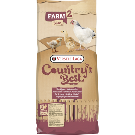 Country's Best FARM 2 PURE Pellet 20kg - Granulé naturel de croissance dès 11 ème jour à 16,25 € - Versele-Laga - 451019 - Co...