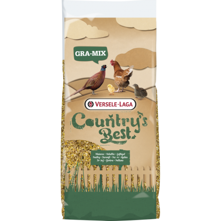 Country's Best GRA-MIX Mélange Poules & Faisans 20kg - Mélange céréales avec du maïs grossièrement concassé & des pois à 10,7...