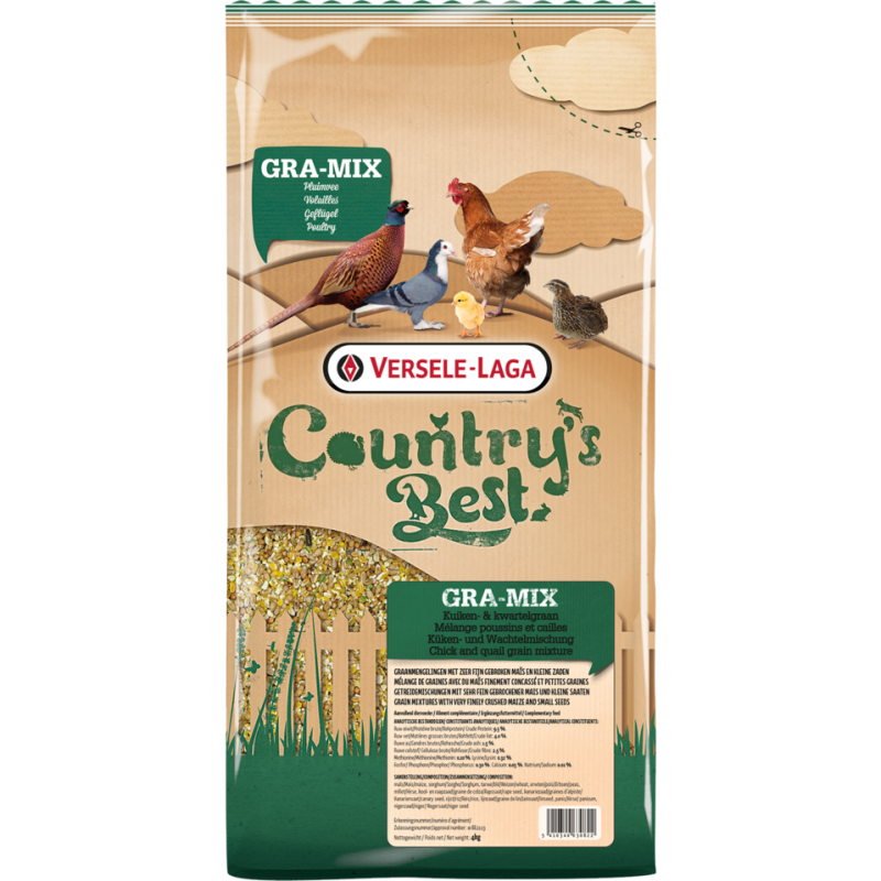 Country's Best GRA-MIX Mélange Poussins & Cailles 4kg - Mélange de céréales avec du maïs très finement concassé