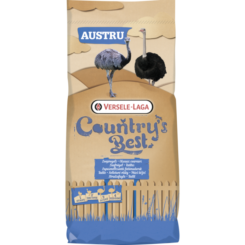 Country's Best AUSTRU 1 & 2 Pellet 20kg - Granulé (3mm) de croissance pour ratites les 6 premiers mois