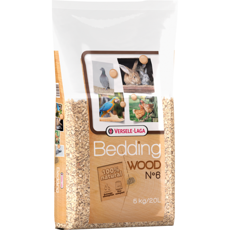 Versele-Laga Wood Bedding n° 6 - 20l 5kg - Fond hygiénique de rognures de hêtre broyées