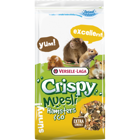 Crispy Muesli Hamsters and co 400gr - Mélange riche en protéines hamsters, gerbilles, rats & souris à 1,55 € - Versele-Laga -...