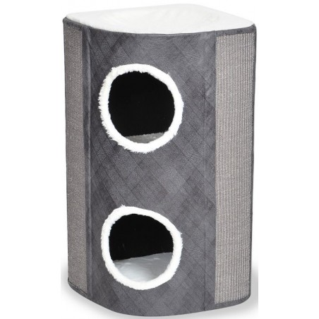 Grattoir Berta Gris/Blanc M-42x42x76cm - Duvo+ à 190,00 € - Duvo + - 12758 - Arbre à chat & griffoir