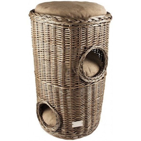 Grattoir Provence en Osier avec Coussin 50x50x80cm - Duvo+ à 139,00 € - Duvo + - 11114 - Arbre à chat & griffoir