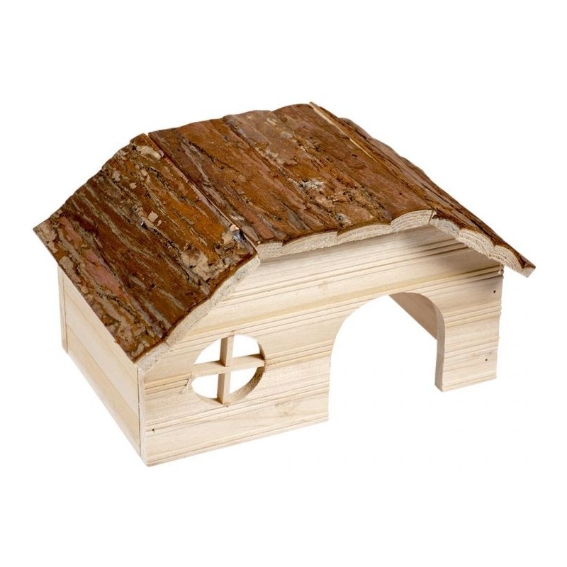 Lodge en Bois avec Toit en écorce 28x18x16cm - Duvo+