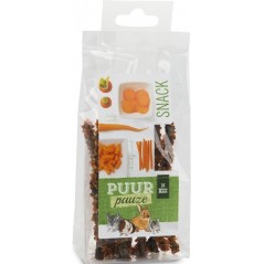 Puur Pauze Bâtonnets à mâcher carotte 50gr - Witte Molen à 4,55 € - Witte Molen - 654847 - Snacks aux épices, fruits & légumes