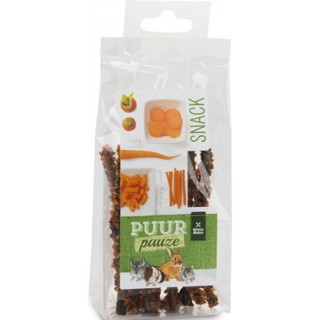 Puur Pauze Bâtonnets à mâcher carotte 50gr - Witte Molen à 4,55 € - Witte Molen - 654847 - Snacks aux épices, fruits & légumes
