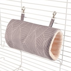 Tunnel suspendu en peluche Gris/blanc M-27x12x12cm - Duvo+ à 7,45 € - Duvo + - 12400 - Lits, grottes & tunnels