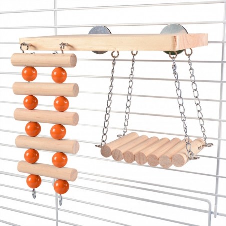 Plaine de jeux d'escalade et balançoire en bois 20x27x17cm - Duvo+ à 14,95 € - Duvo + - 12702 - Jouets