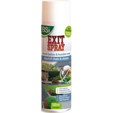 Exit Spray Jardin chiens et chats 500ml - BSI à 12,95 € - BSI - 3486 - Détergents, destructeurs d'odeurs et répulsifs